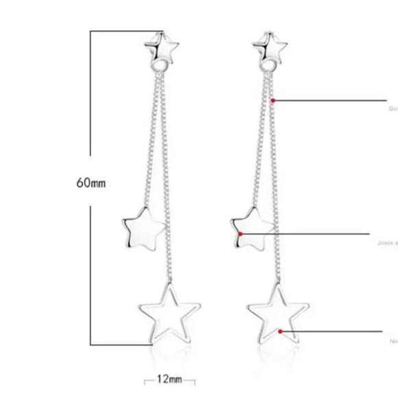 🌟 Sterling Silver 925 Star ⭐️ Earrings - Picture 3 of 3